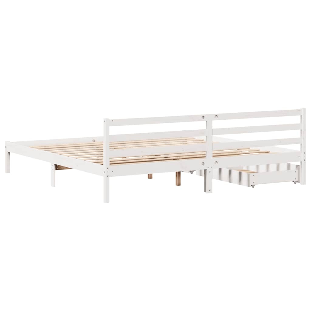 Cadre de lit sans matelas blanc 200x200 cm bois massif de pin - XIOS