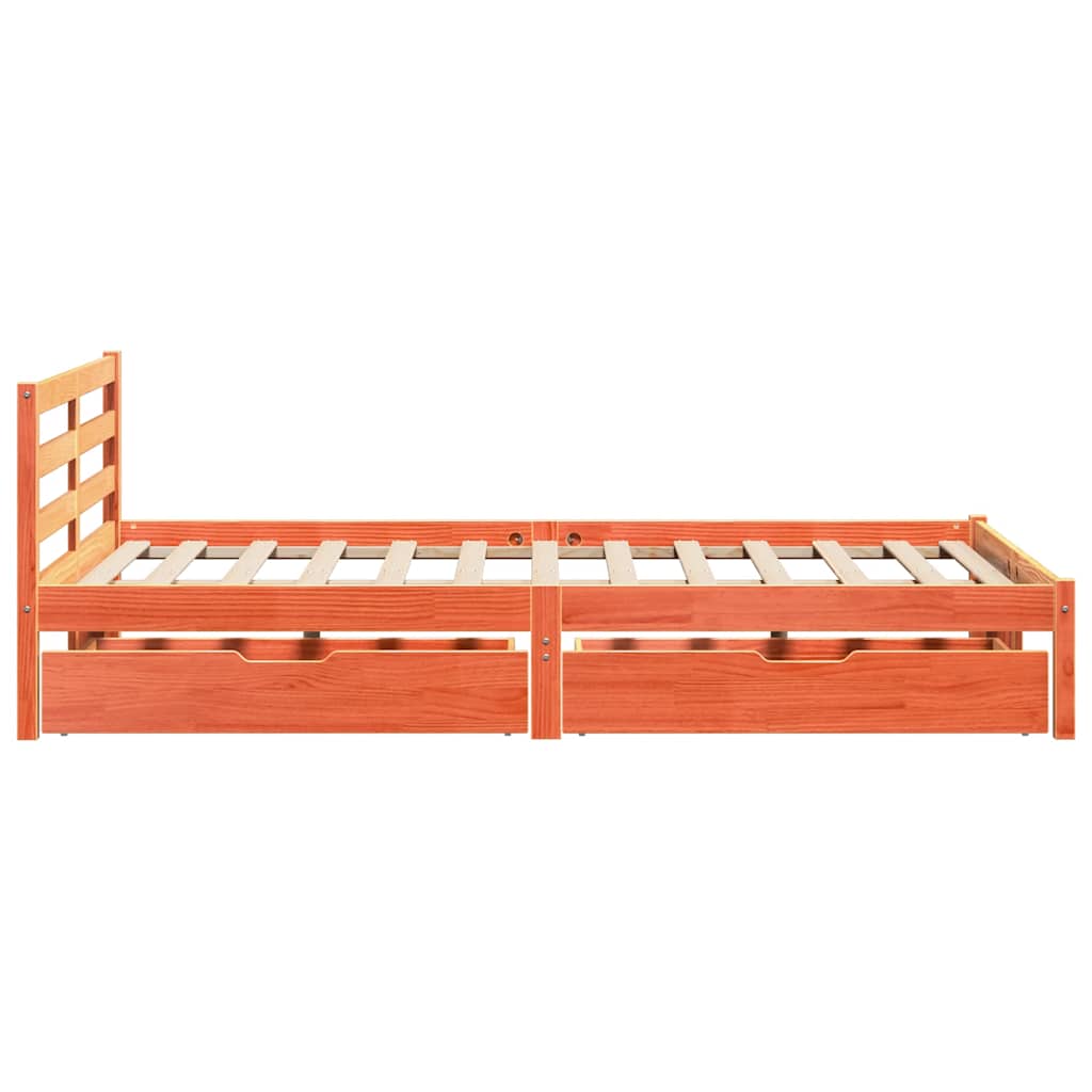 Cadre de lit sans matelas cire marron 150x200cm bois pin massif - XIOS