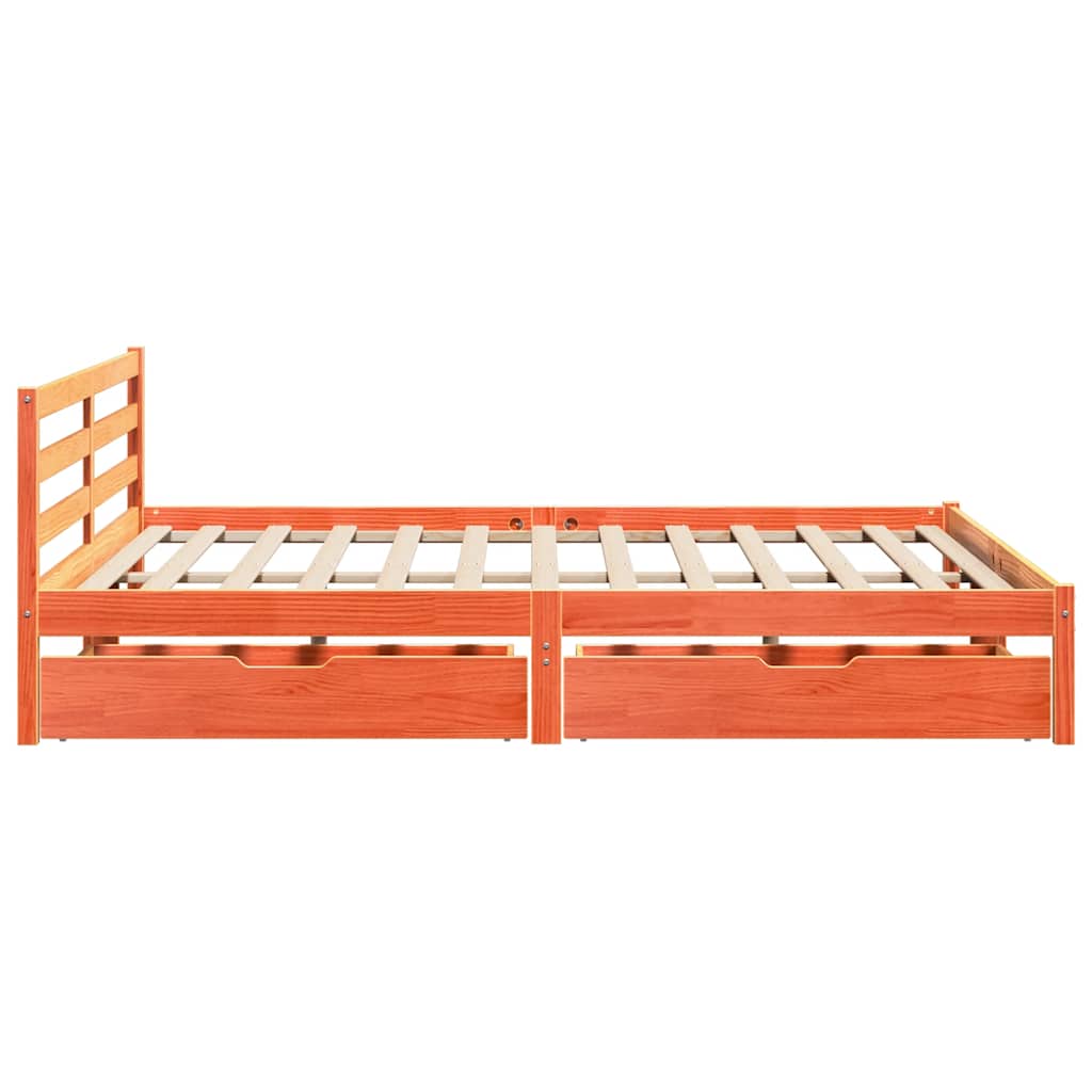 Cadre de lit sans matelas cire marron 200x200cm bois pin massif - XIOS