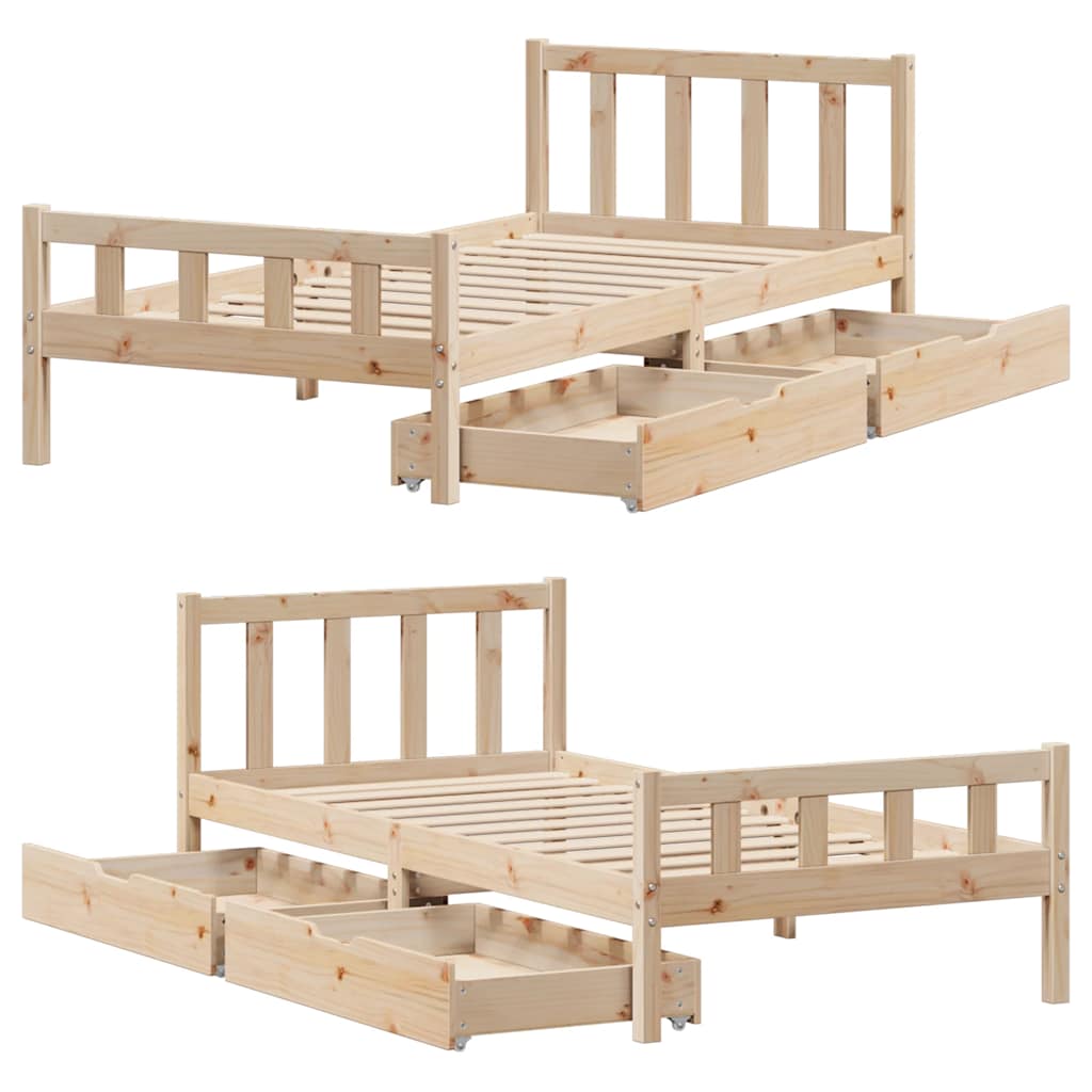 Cadre de lit sans matelas 90x190 cm bois de pin massif - XIOS