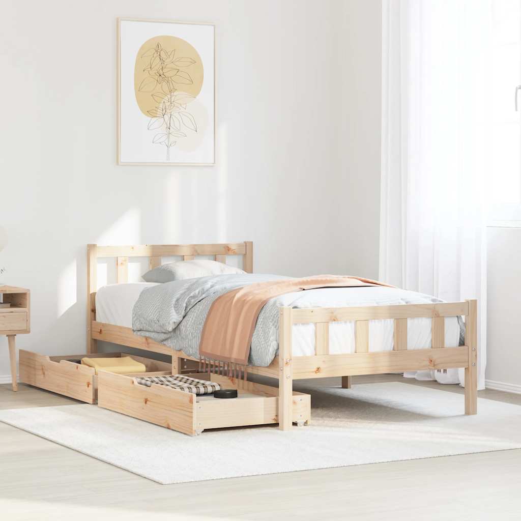 Cadre de lit sans matelas 90x190 cm bois de pin massif - XIOS