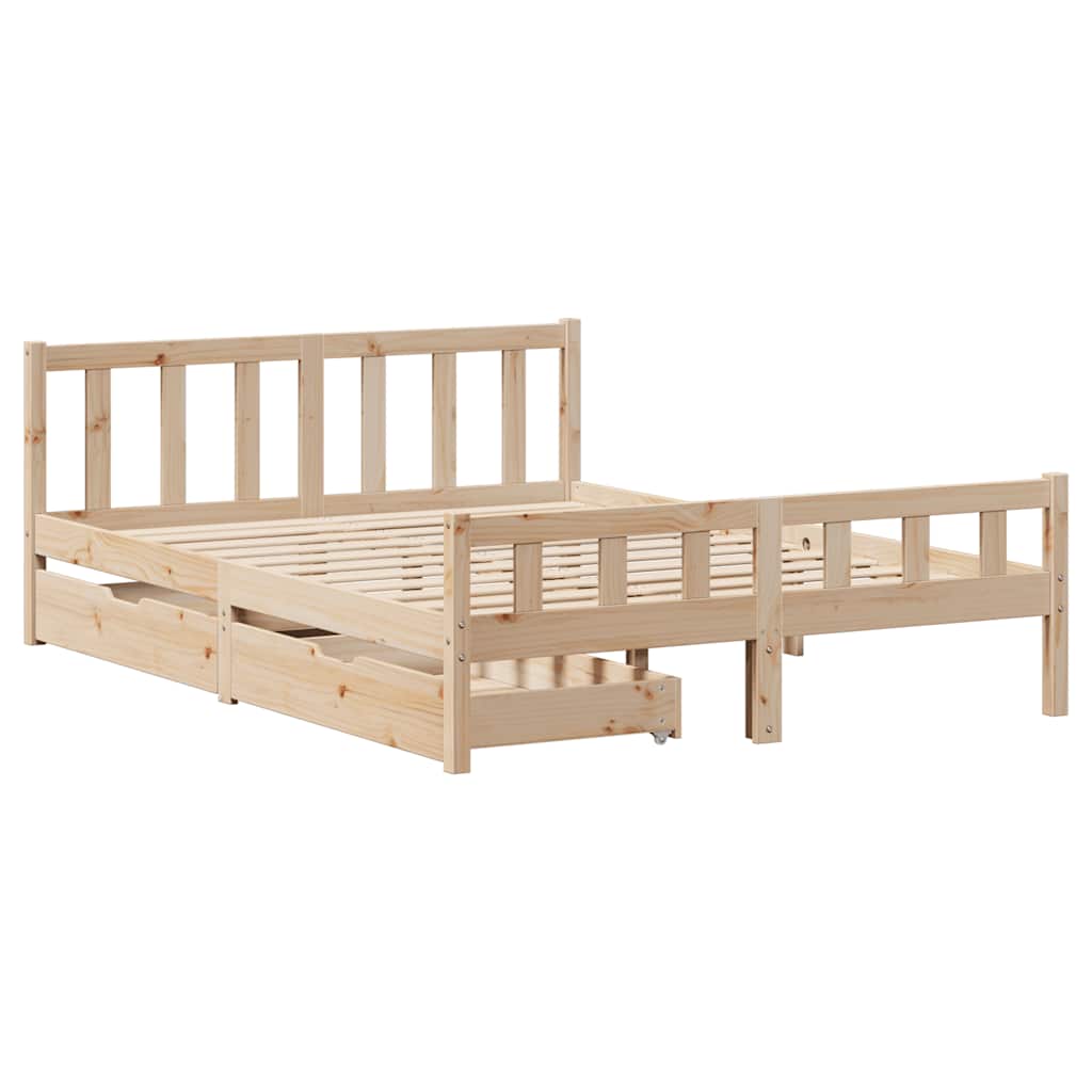 Cadre de lit sans matelas 120x190 cm bois de pin massif - XIOS