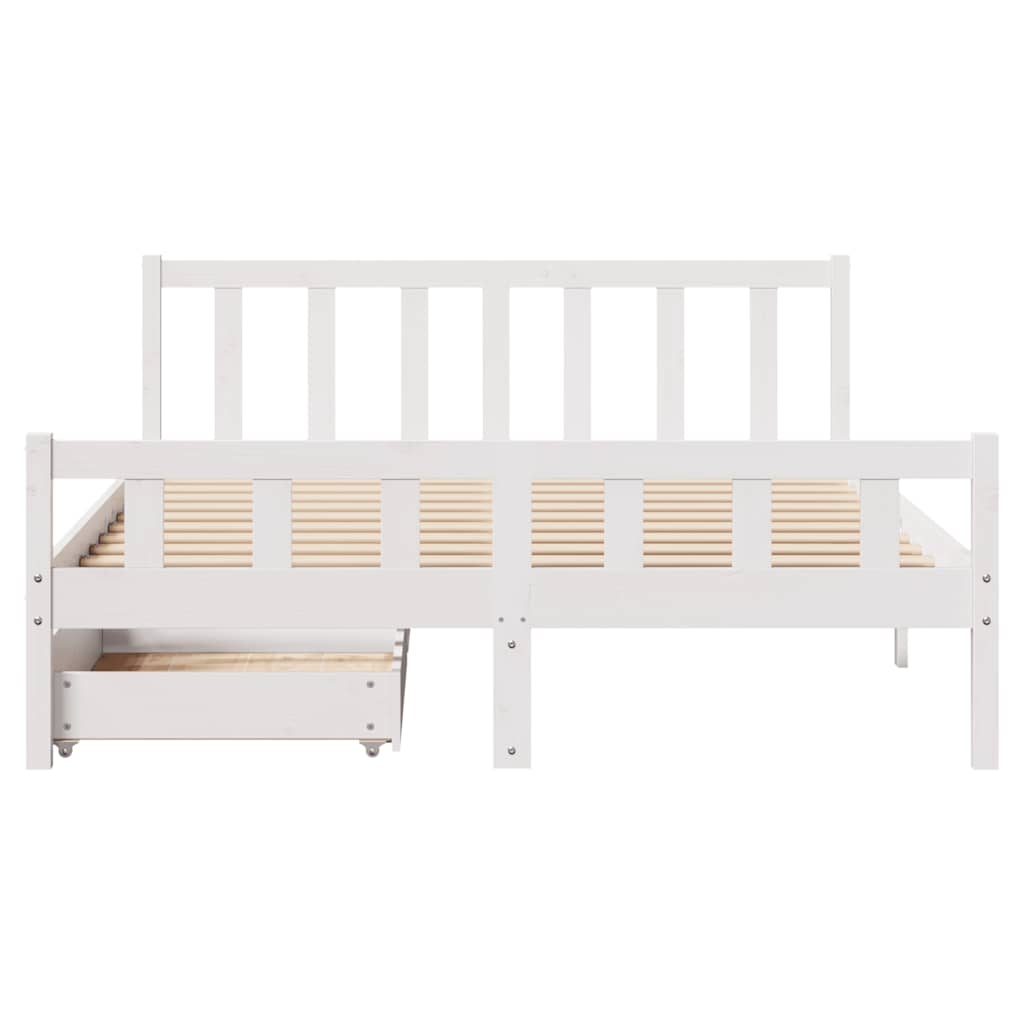 Cadre de lit sans matelas blanc 150x200 cm bois de pin massif - XIOS