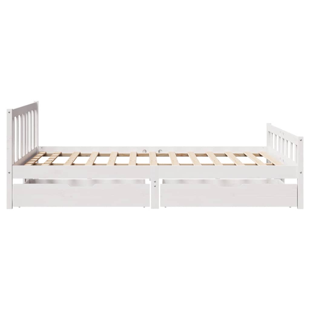 Cadre de lit sans matelas blanc 150x200 cm bois de pin massif - XIOS