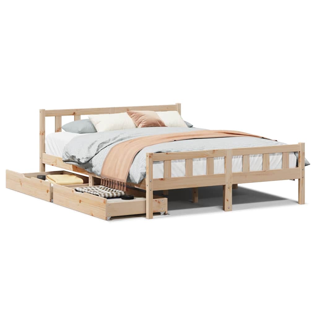 Cadre de lit sans matelas 160x200 cm bois massif de pin - XIOS