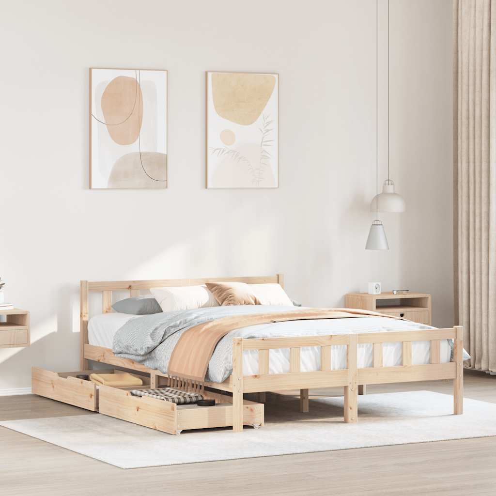 Cadre de lit sans matelas 160x200 cm bois massif de pin - XIOS