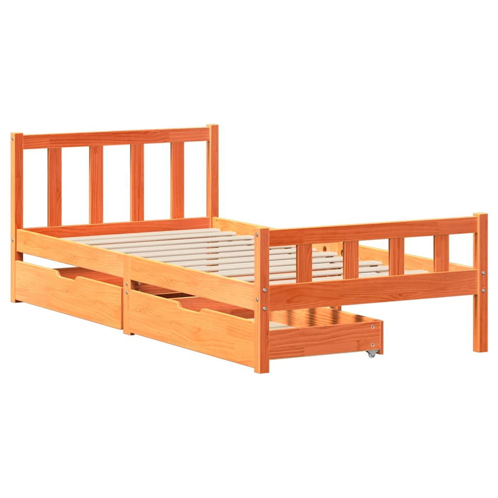 Cadre de lit sans matelas cire marron 75x190 cm bois pin massif - XIOS