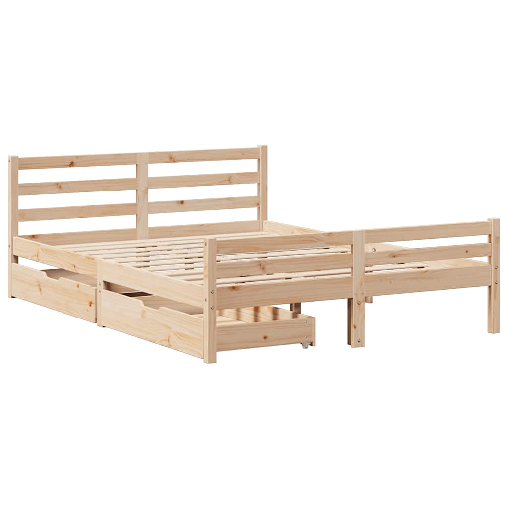 Cadre de lit sans matelas 140x190 cm bois de pin massif - XIOS