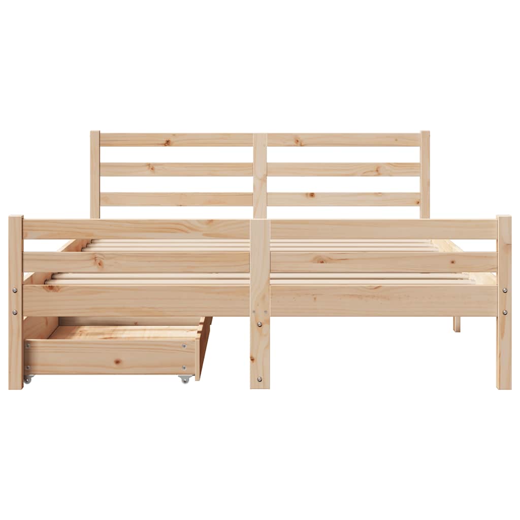 Cadre de lit sans matelas 140x190 cm bois de pin massif - XIOS