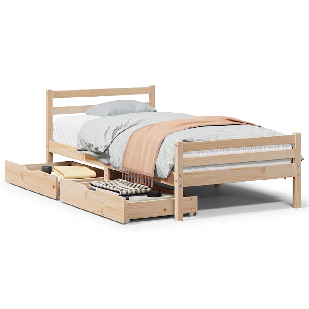 Cadre de lit sans matelas 90x200 cm bois de pin massif - XIOS