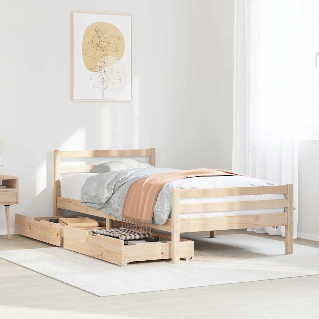 Cadre de lit sans matelas 100x200 cm bois massif de pin - XIOS
