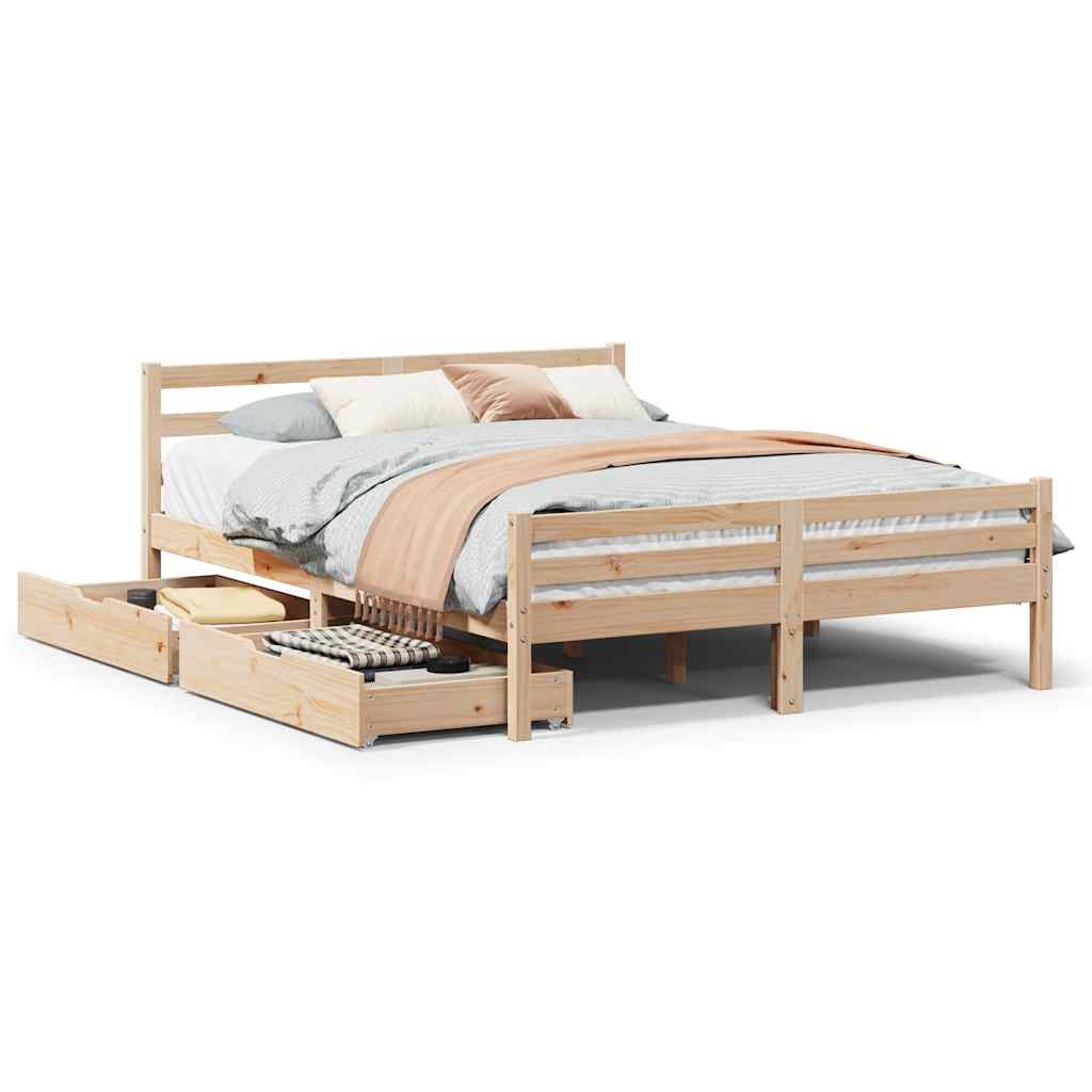Cadre de lit sans matelas 150x200 cm bois de pin massif - XIOS