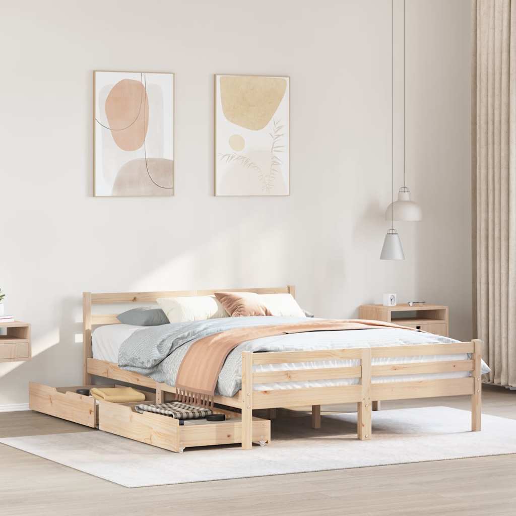 Cadre de lit sans matelas 160x200 cm bois massif de pin - XIOS