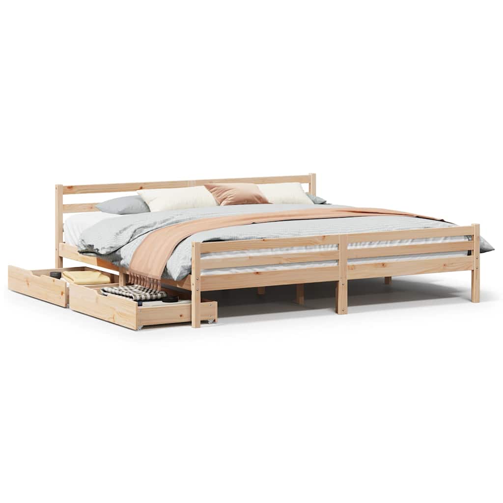Cadre de lit sans matelas 200x200 cm bois massif de pin - XIOS