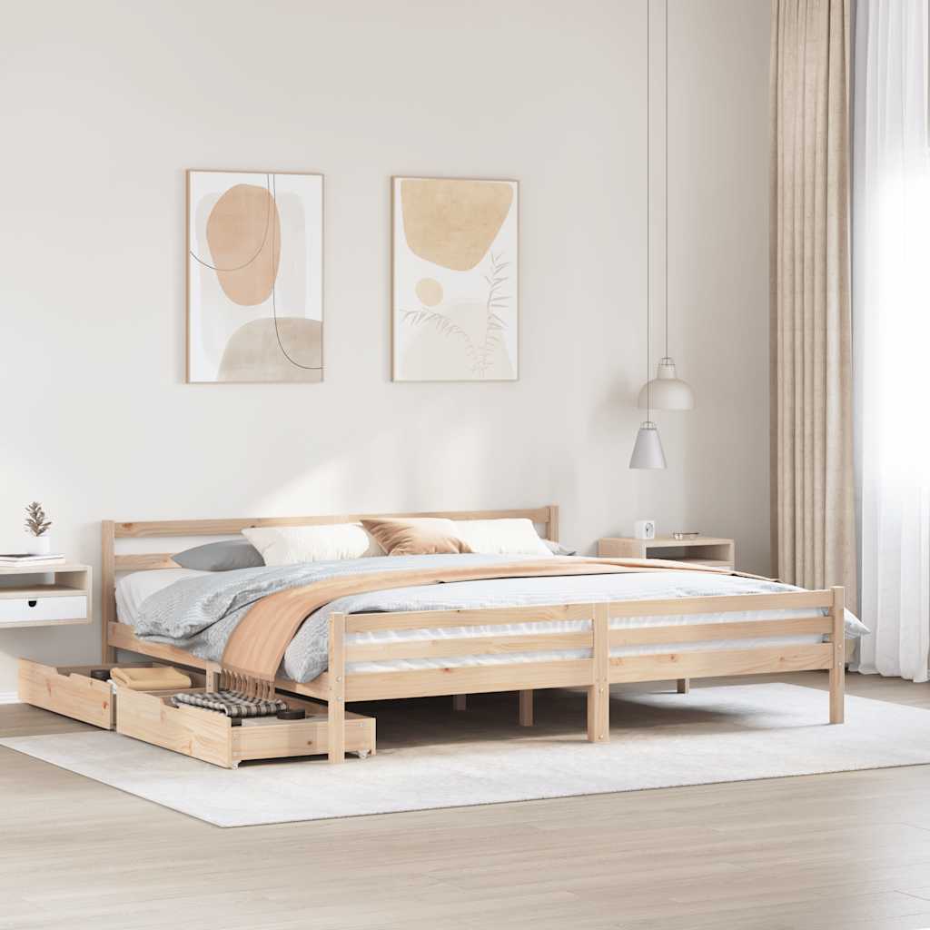 Cadre de lit sans matelas 200x200 cm bois massif de pin - XIOS