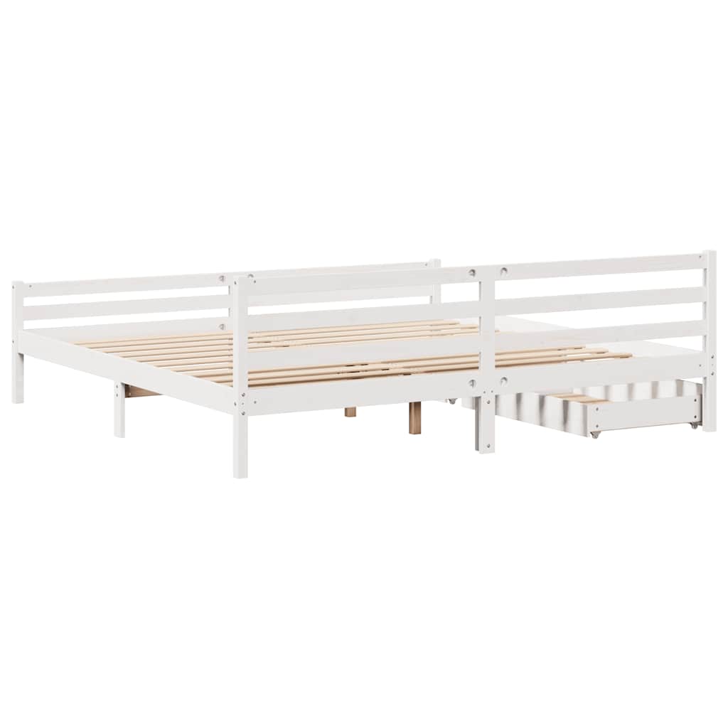 Cadre de lit sans matelas blanc 200x200 cm bois massif de pin - XIOS
