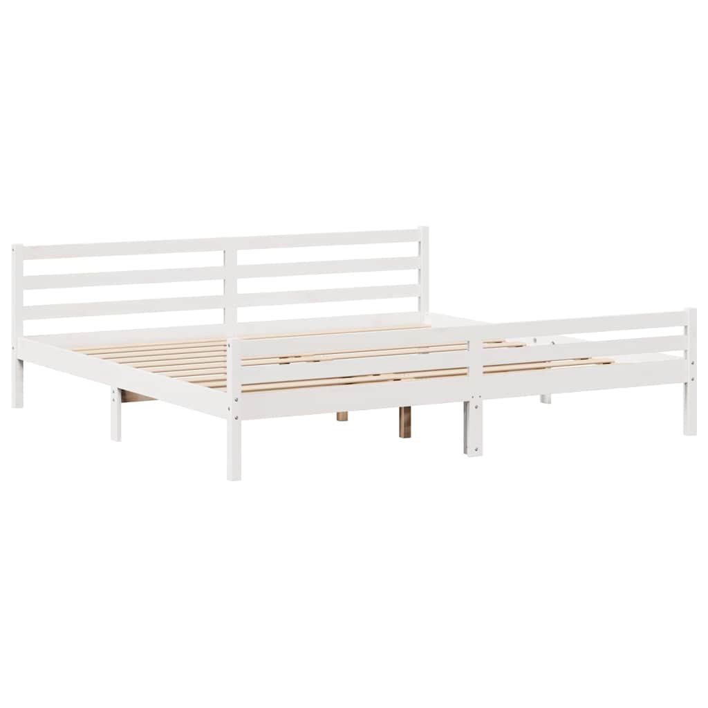 Cadre de lit sans matelas blanc 200x200 cm bois massif de pin - XIOS