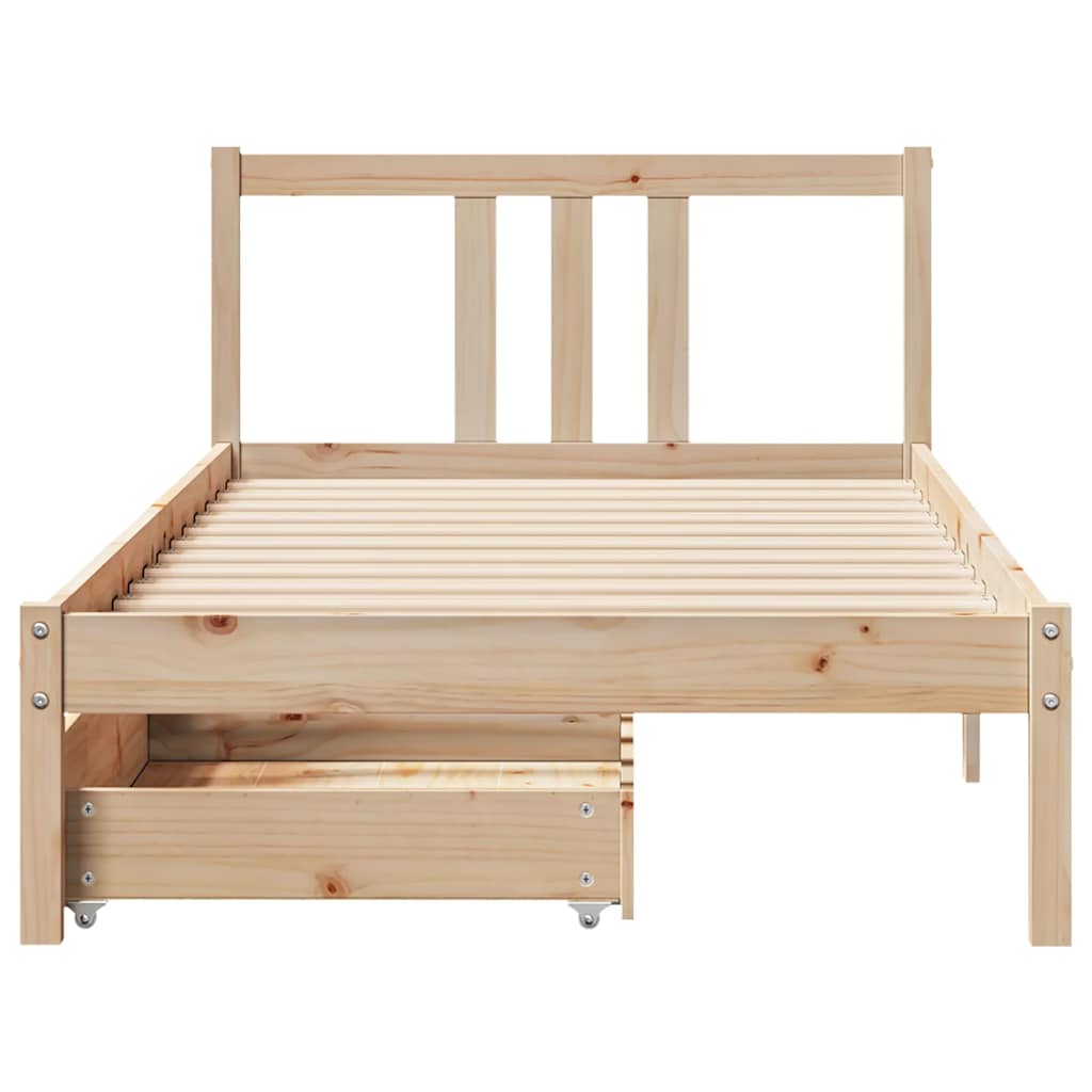 Cadre de lit sans matelas 75x190 cm bois de pin massif - XIOS