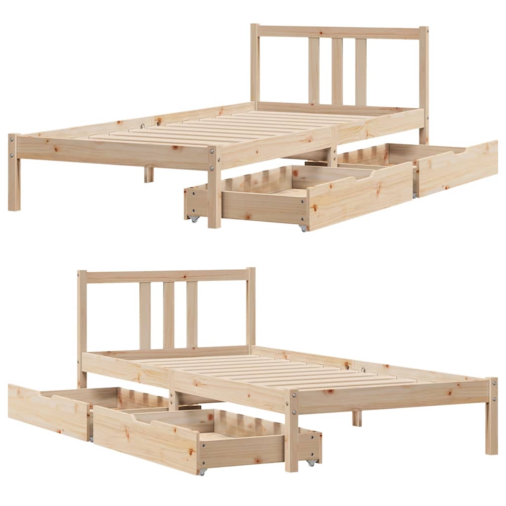 Cadre de lit sans matelas 75x190 cm bois de pin massif - XIOS