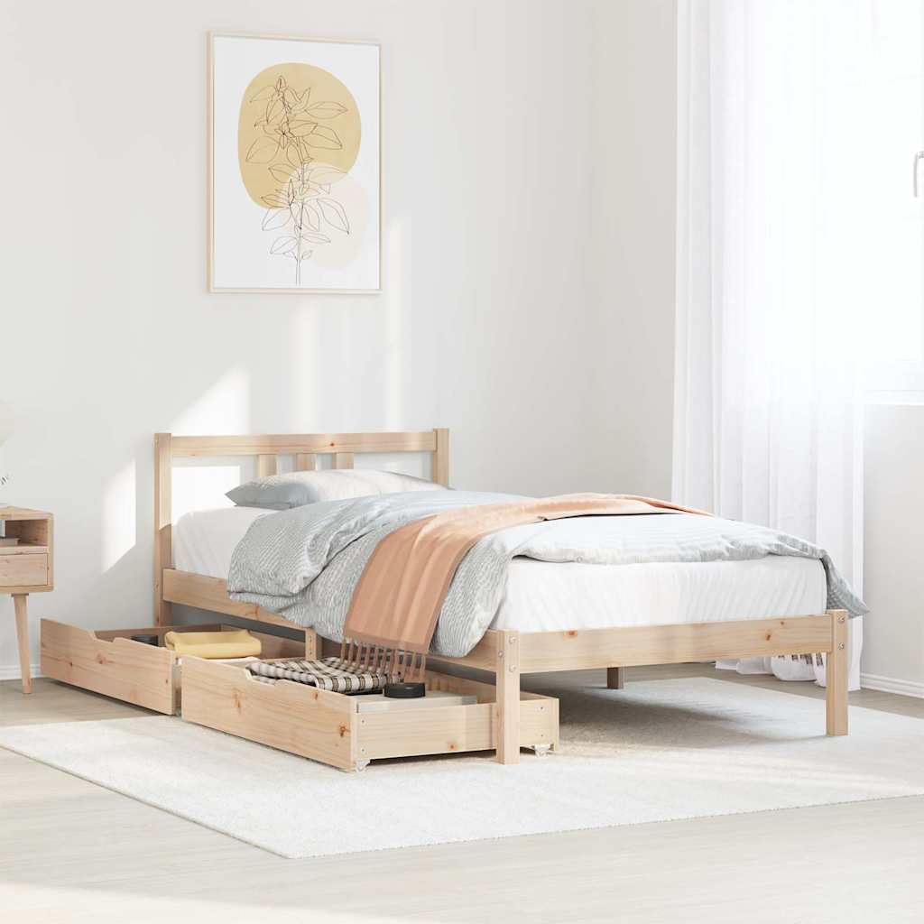 Cadre de lit sans matelas 75x190 cm bois de pin massif