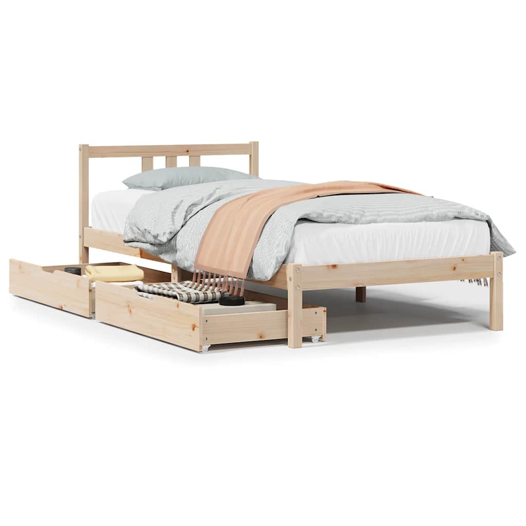 Cadre de lit sans matelas 90x190 cm bois de pin massif - XIOS