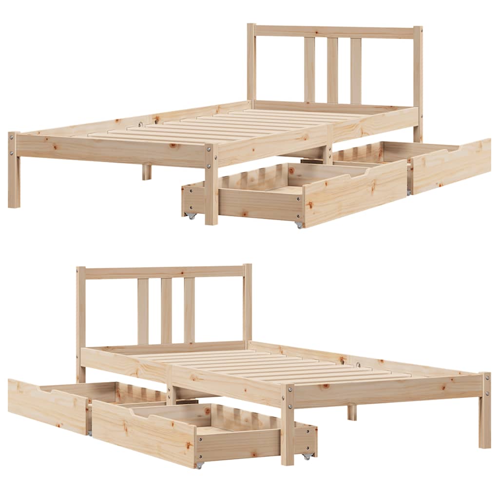Cadre de lit sans matelas 90x190 cm bois de pin massif - XIOS