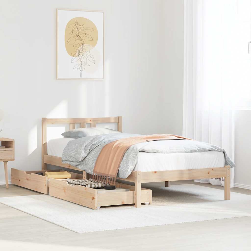 Cadre de lit sans matelas 90x190 cm bois de pin massif - XIOS