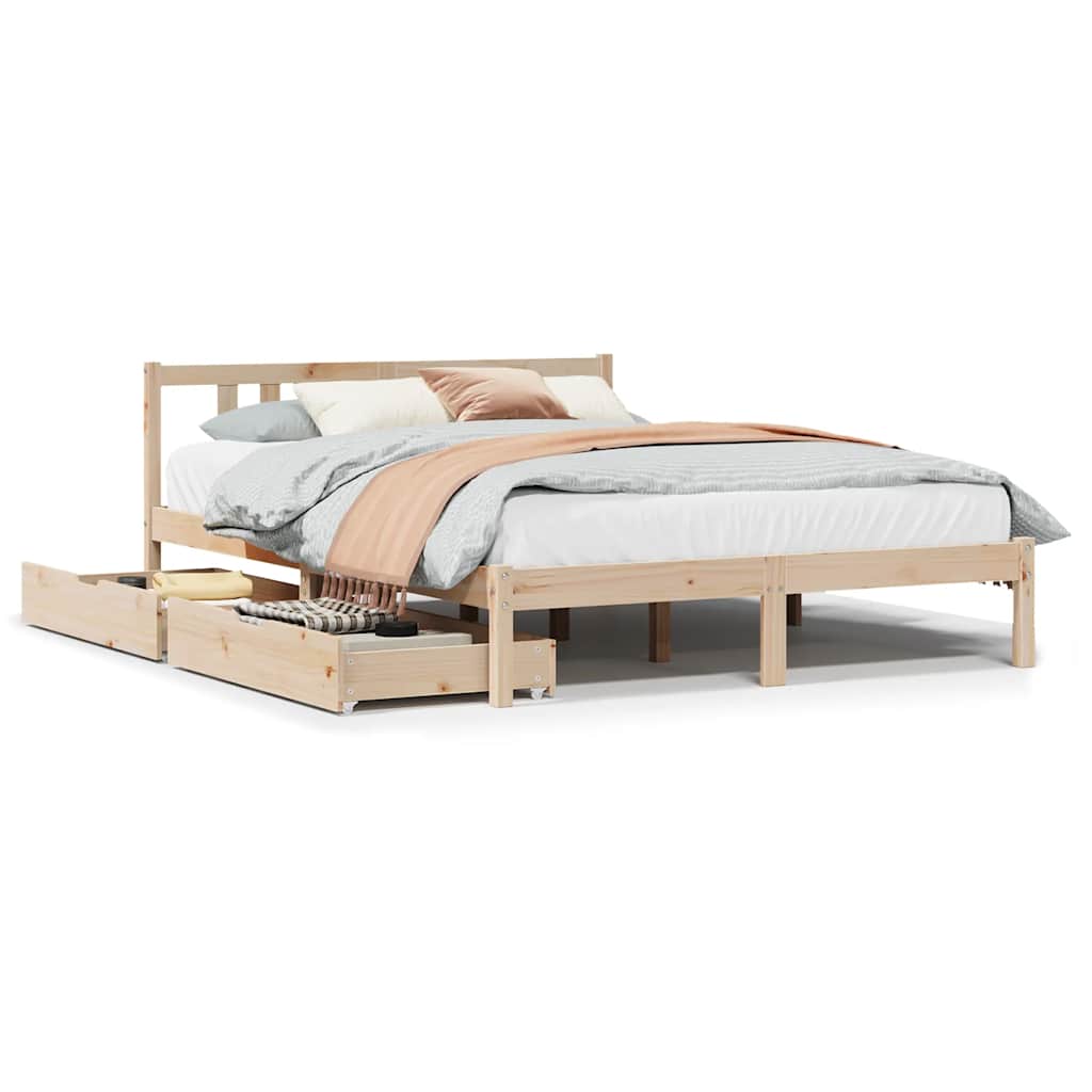 Cadre de lit sans matelas 135x190 cm bois de pin massif - XIOS