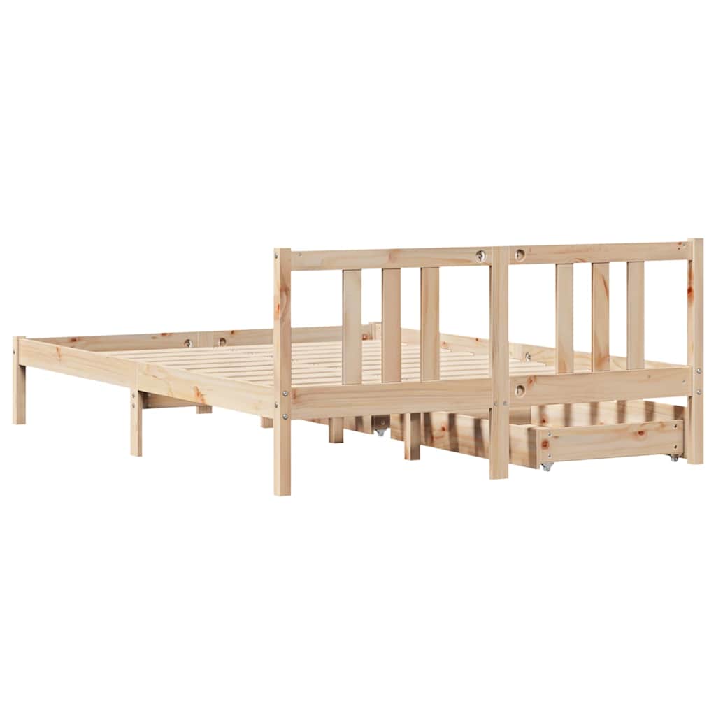 Cadre de lit sans matelas 135x190 cm bois de pin massif - XIOS