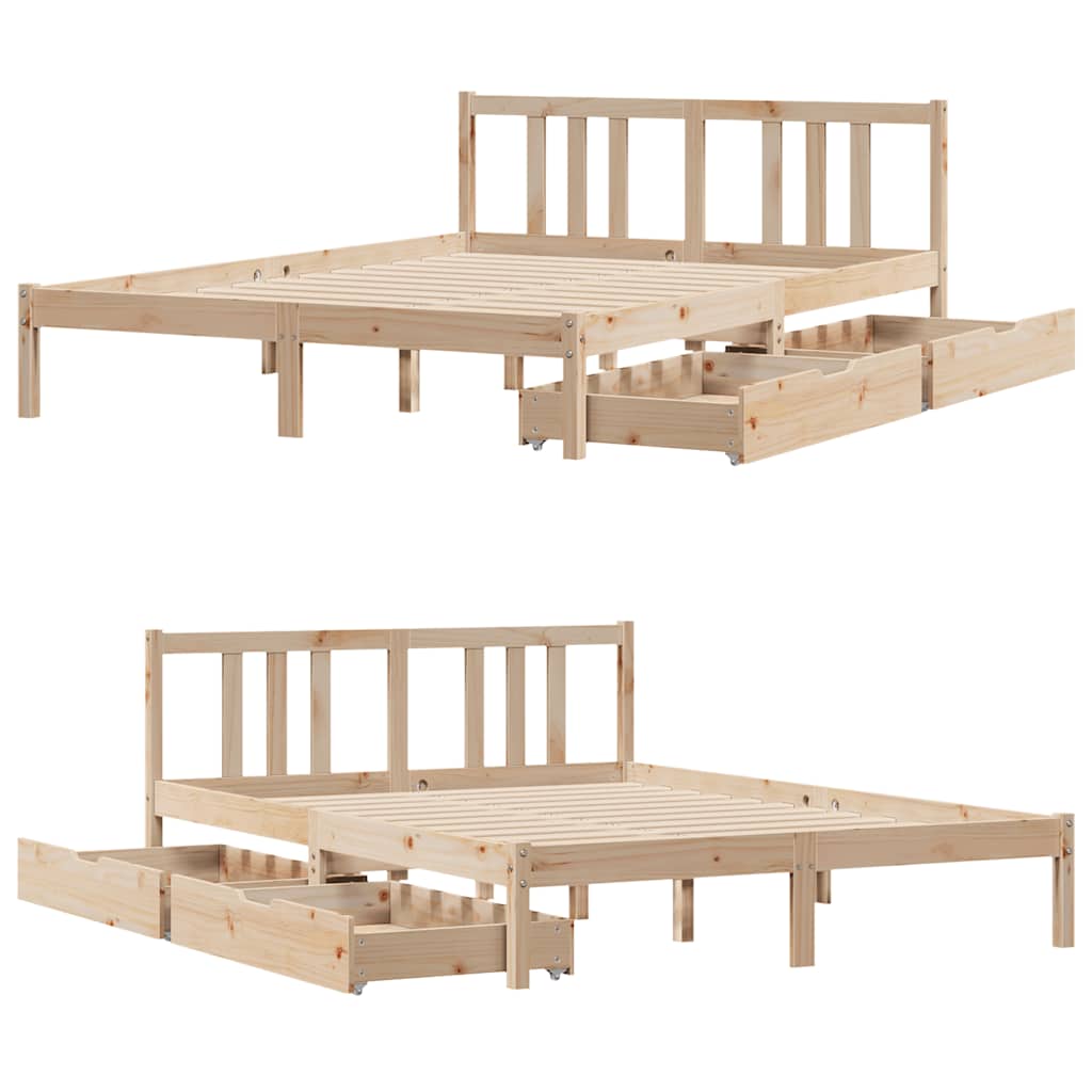 Cadre de lit sans matelas 135x190 cm bois de pin massif - XIOS