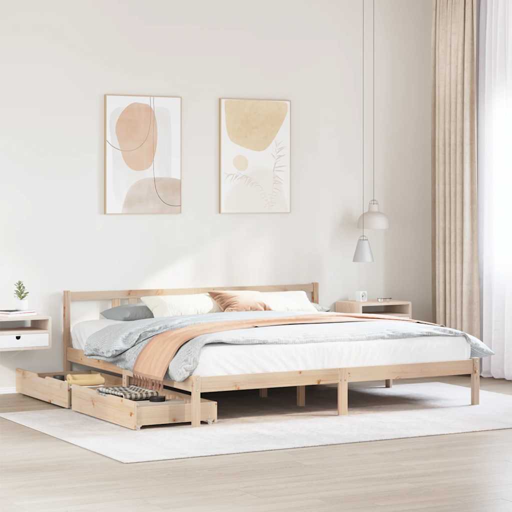 Cadre de lit sans matelas 200x200 cm bois massif de pin - XIOS