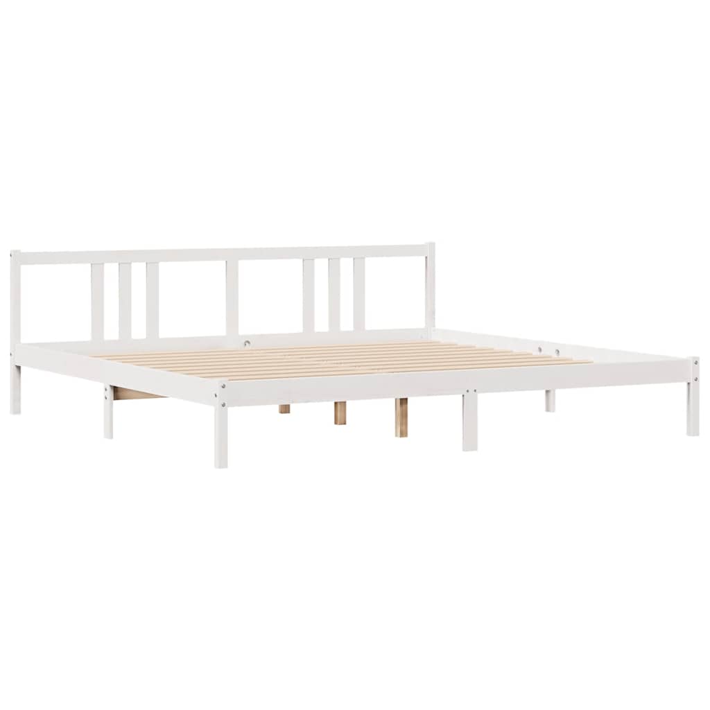 Cadre de lit sans matelas blanc 200x200 cm bois massif de pin - XIOS