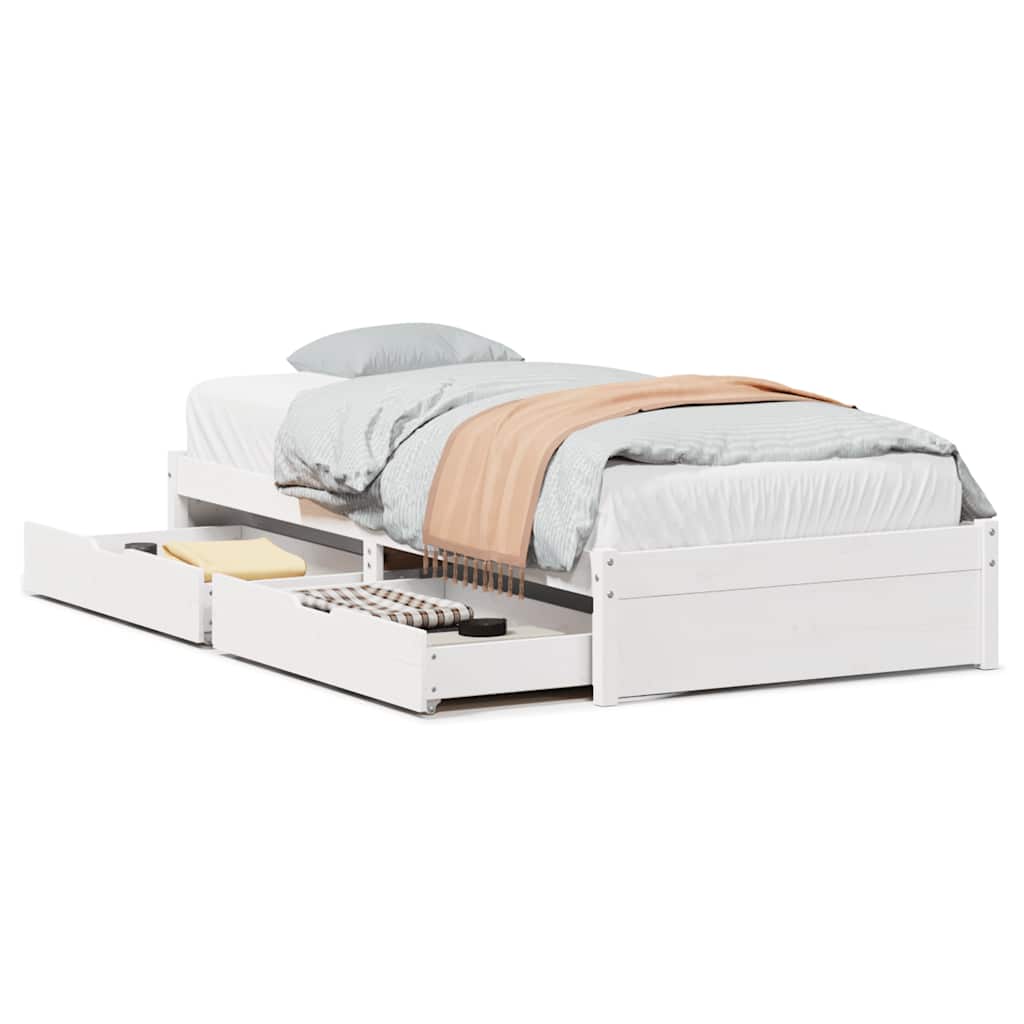 Cadre de lit sans matelas blanc 75x190 cm bois de pin massif - XIOS