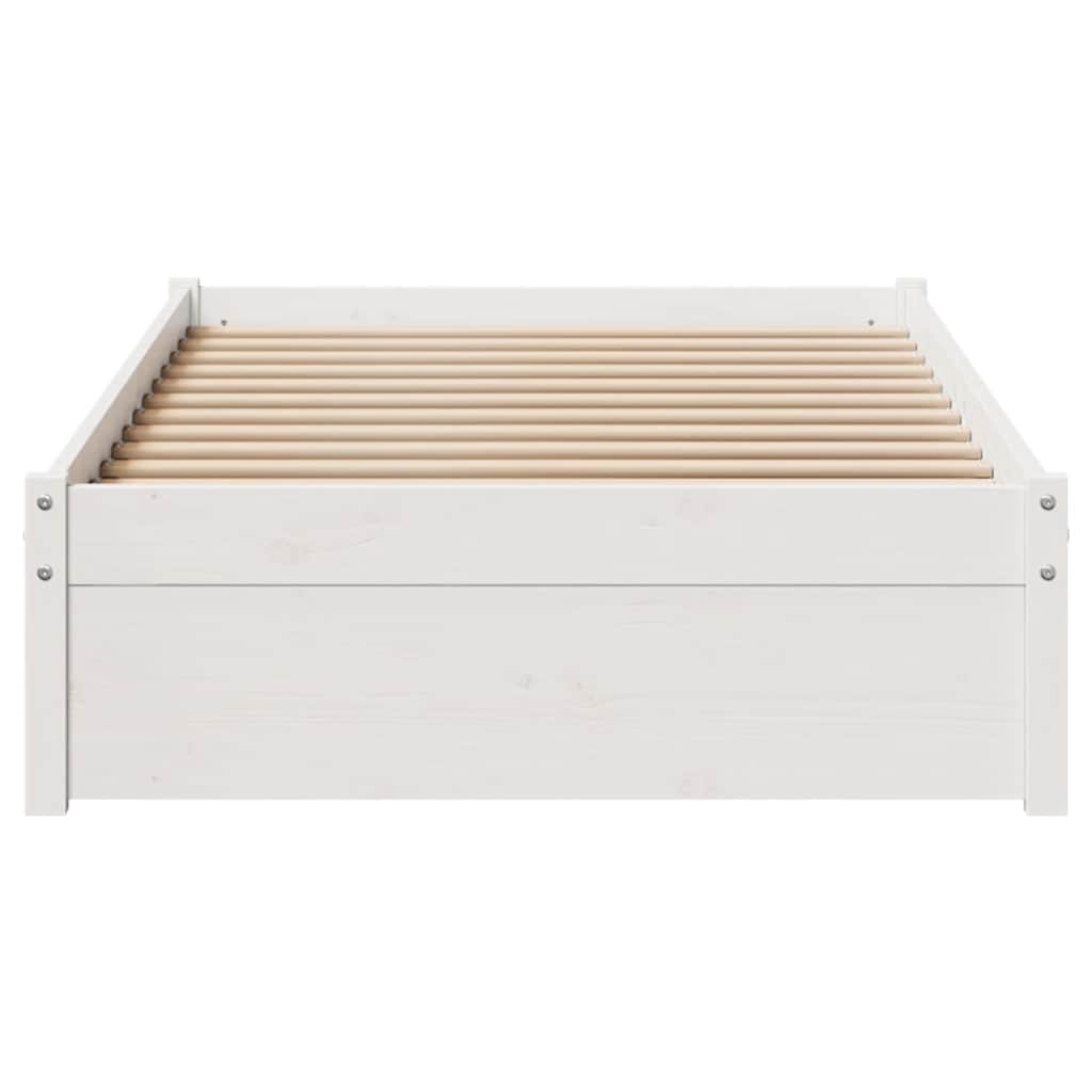 Cadre de lit sans matelas blanc 75x190 cm bois de pin massif - XIOS
