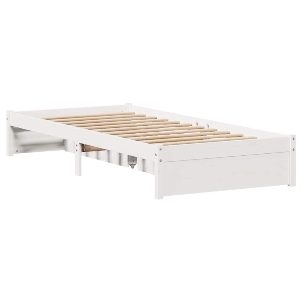 Cadre de lit sans matelas blanc 75x190 cm bois de pin massif - XIOS