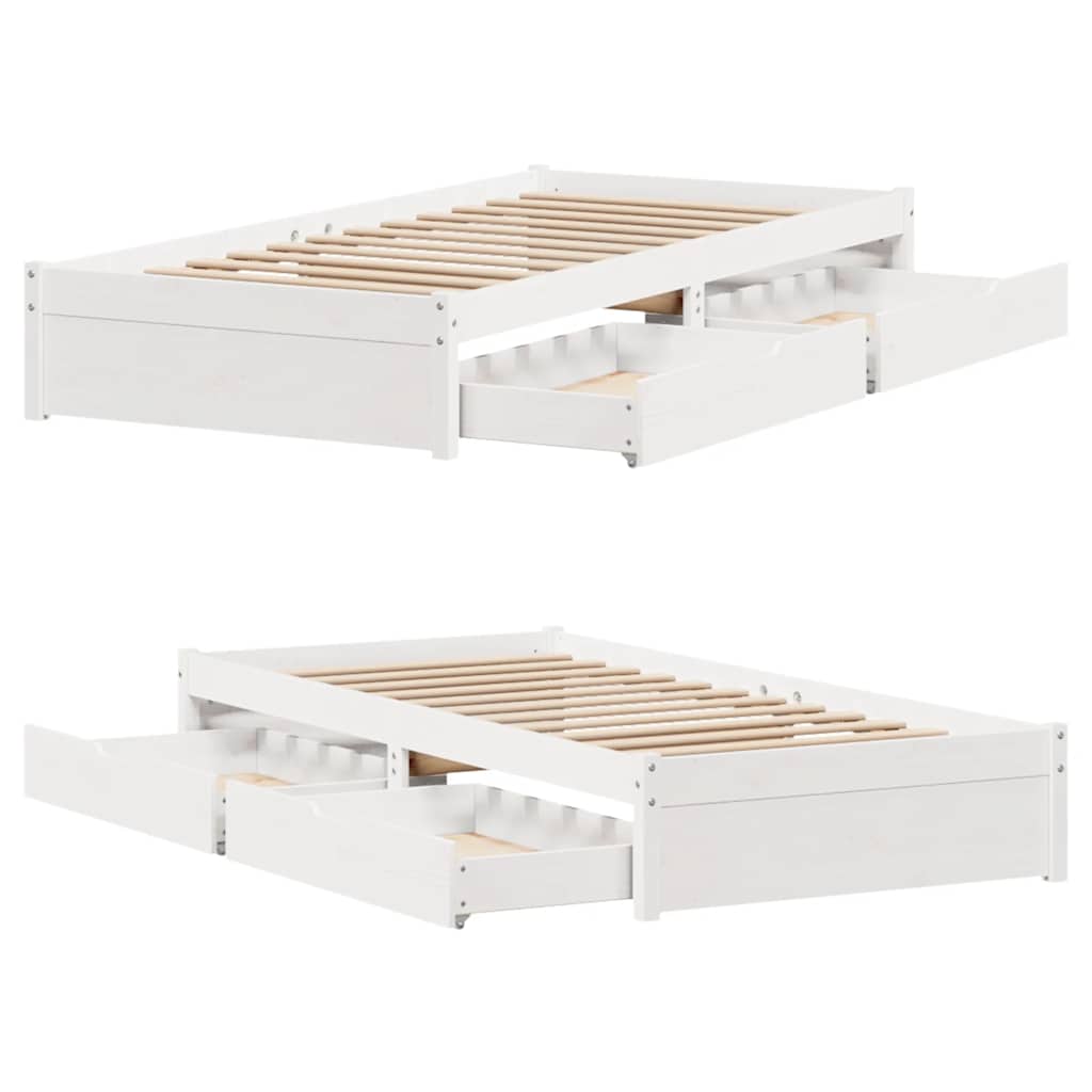 Cadre de lit sans matelas blanc 75x190 cm bois de pin massif - XIOS