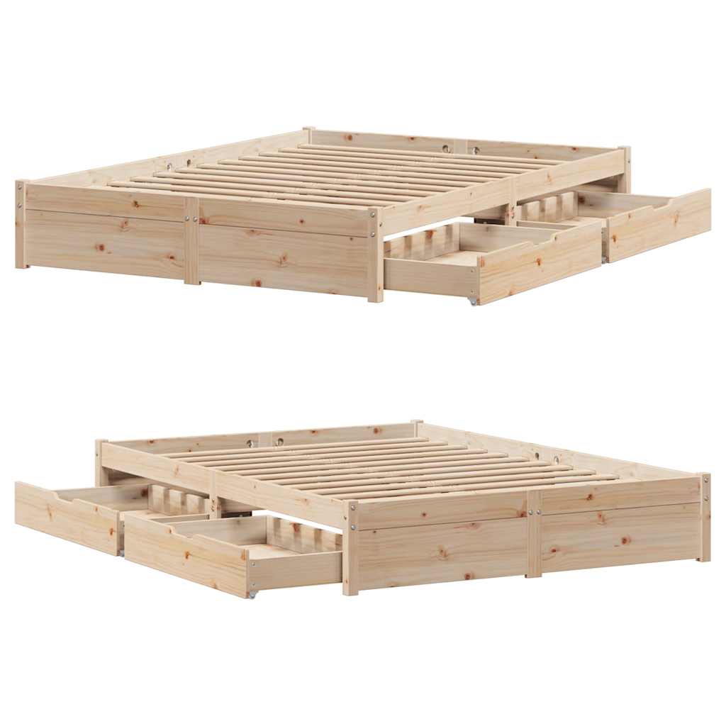 Cadre de lit sans matelas 140x190 cm bois de pin massif - XIOS
