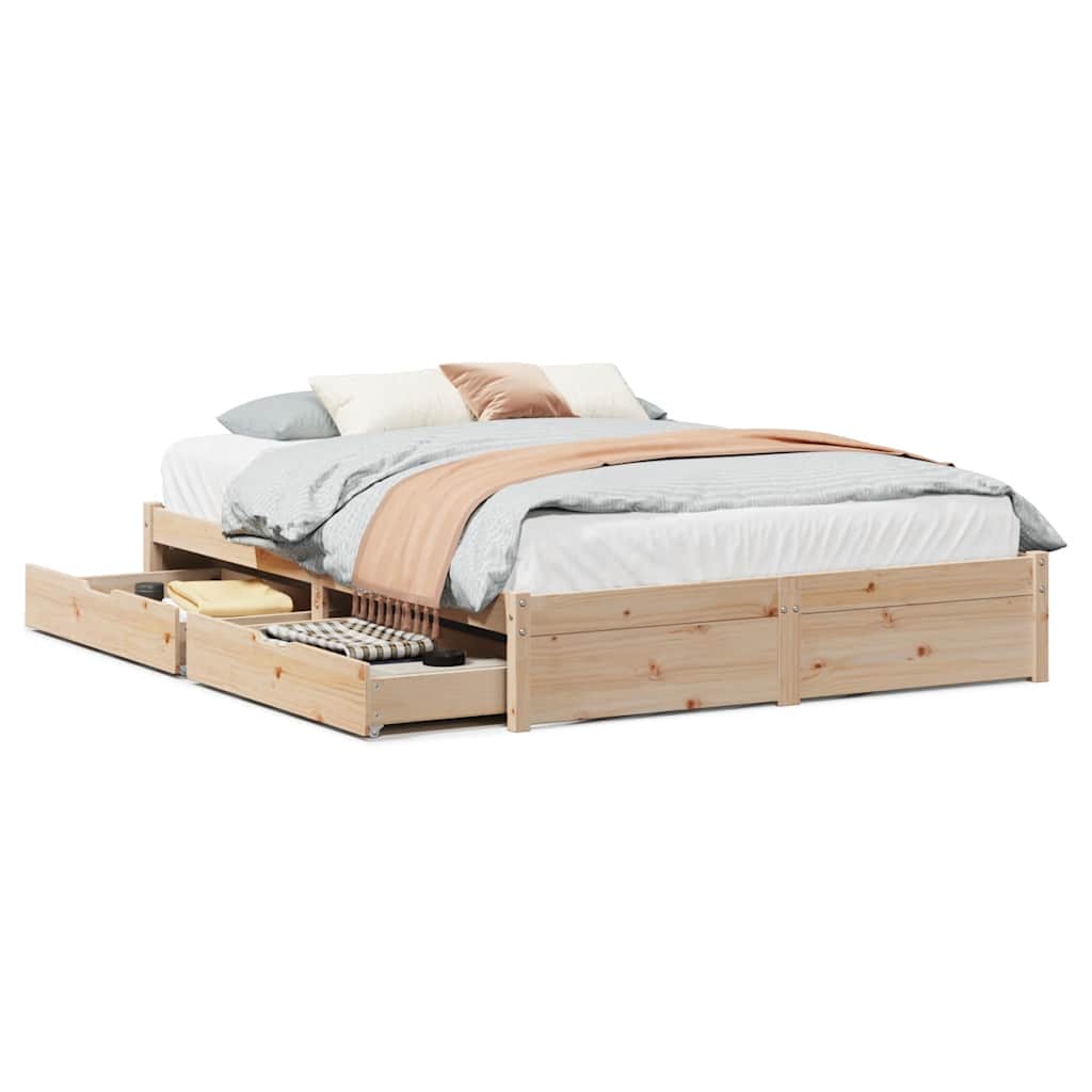 Cadre de lit sans matelas 140x200 cm bois massif de pin - XIOS