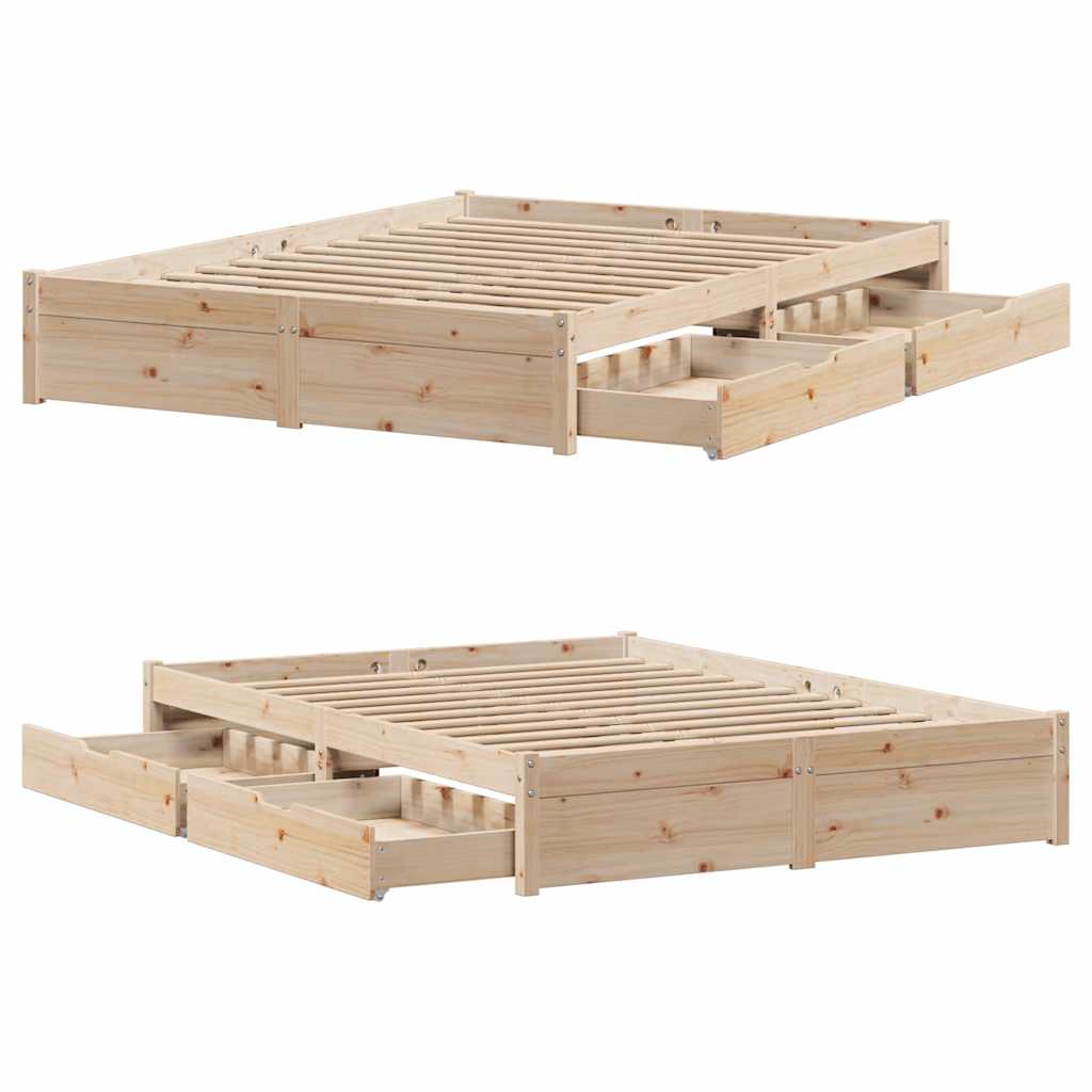 Cadre de lit sans matelas 160x200 cm bois massif de pin - XIOS