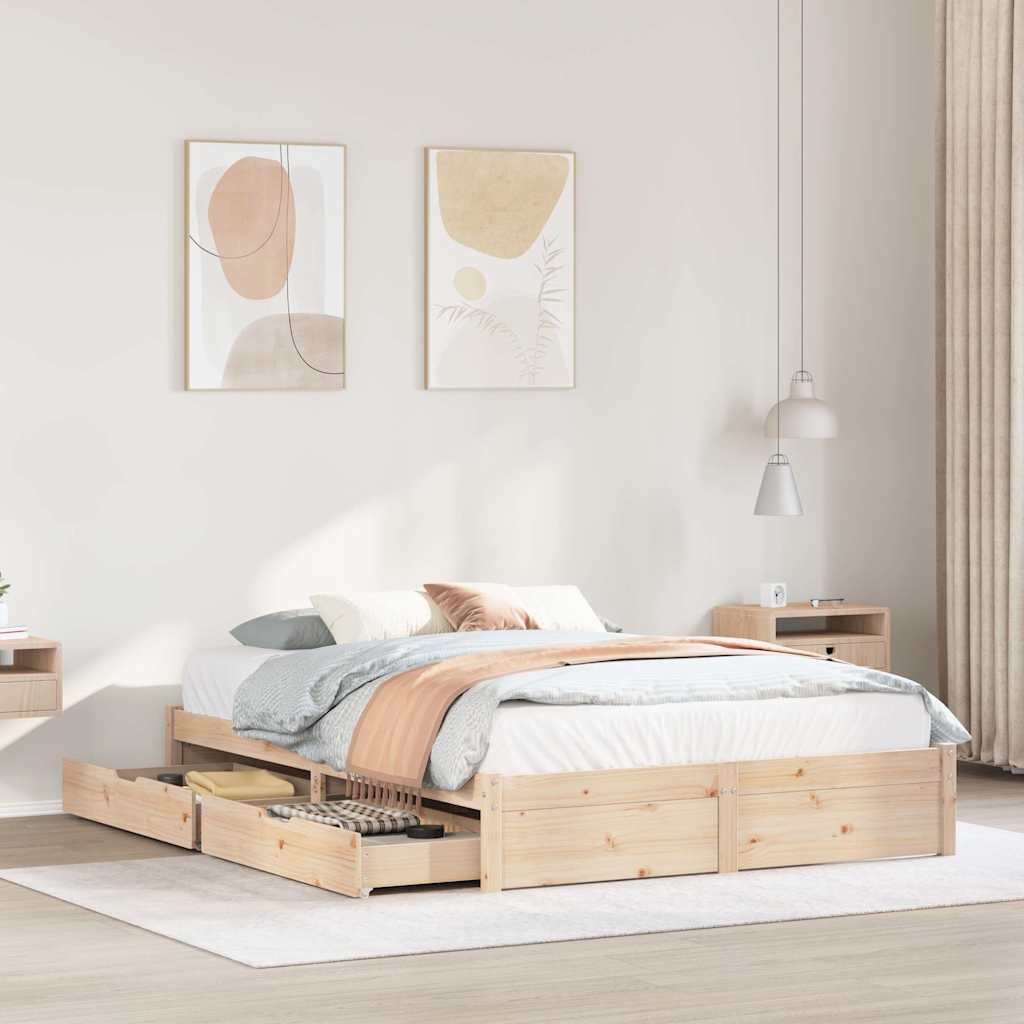 Cadre de lit sans matelas 160x200 cm bois massif de pin - XIOS