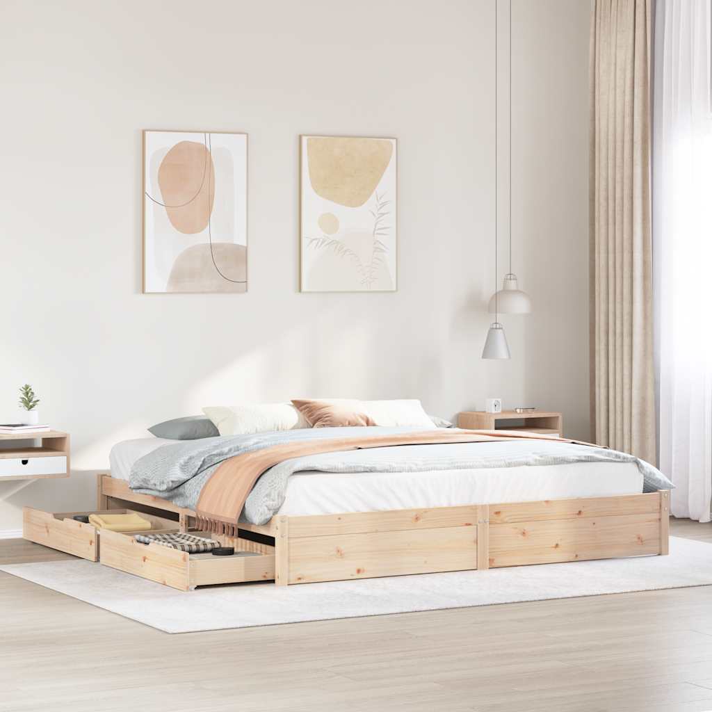 Cadre de lit sans matelas 180x200 cm bois massif de pin - XIOS