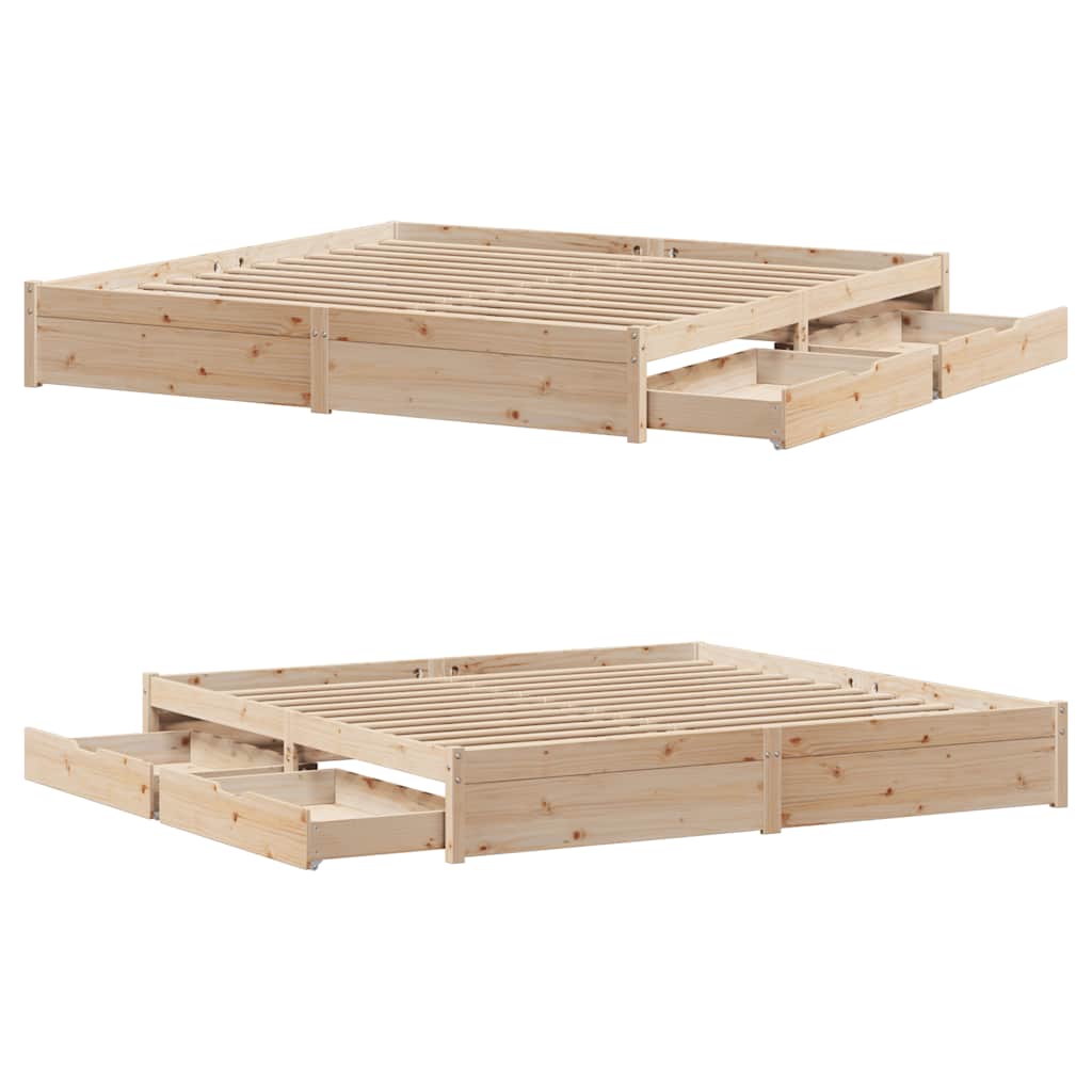 Cadre de lit sans matelas 200x200 cm bois massif de pin - XIOS