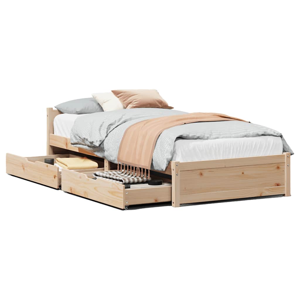 Cadre de lit sans matelas 75x190 cm bois de pin massif