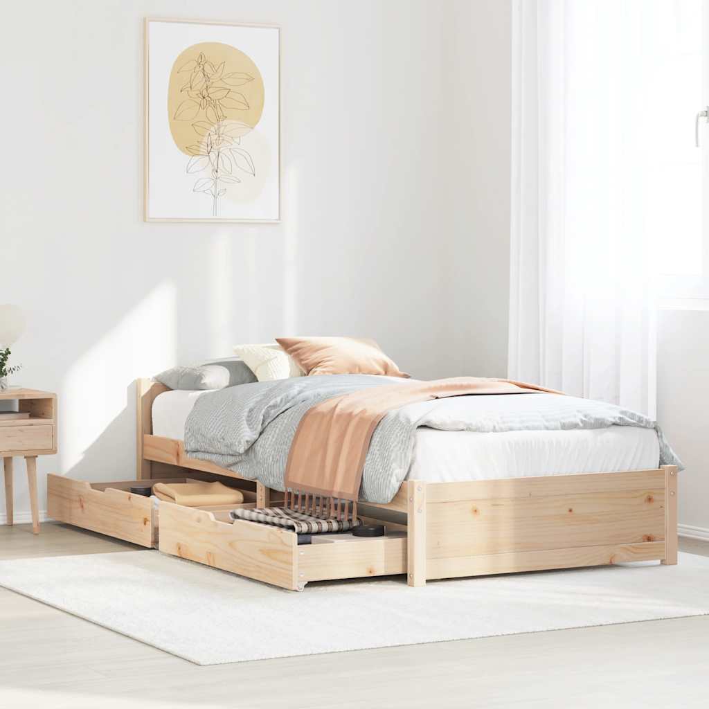 Cadre de lit sans matelas 75x190 cm bois de pin massif - XIOS