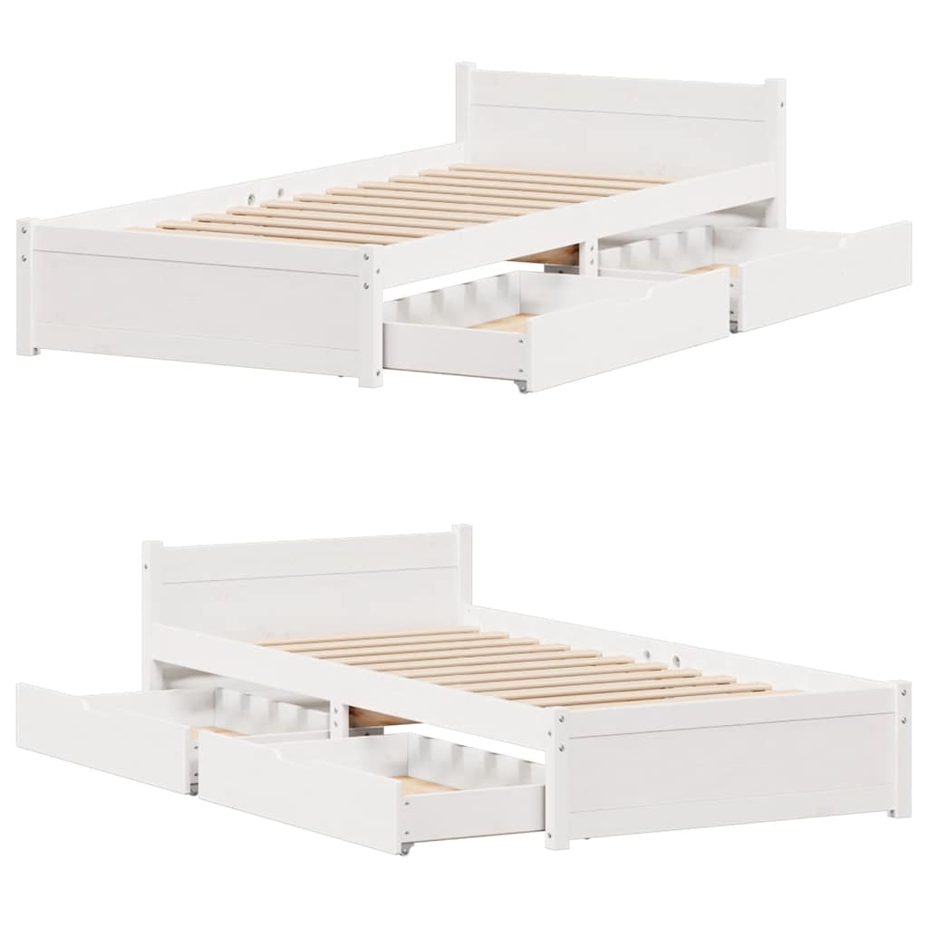 Cadre de lit sans matelas blanc 75x190 cm bois de pin massif - XIOS