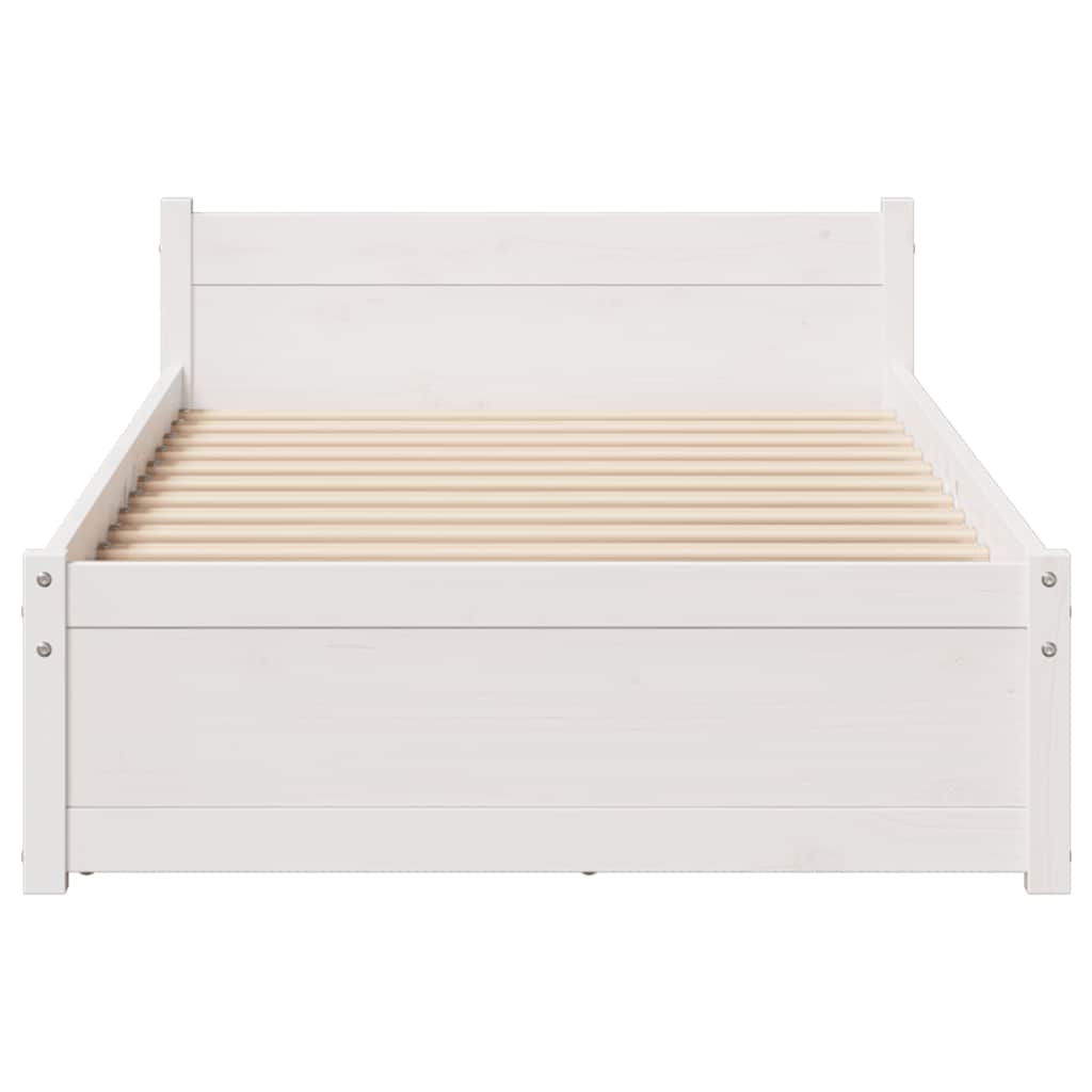 Cadre de lit sans matelas blanc 90x190 cm bois de pin massif - XIOS