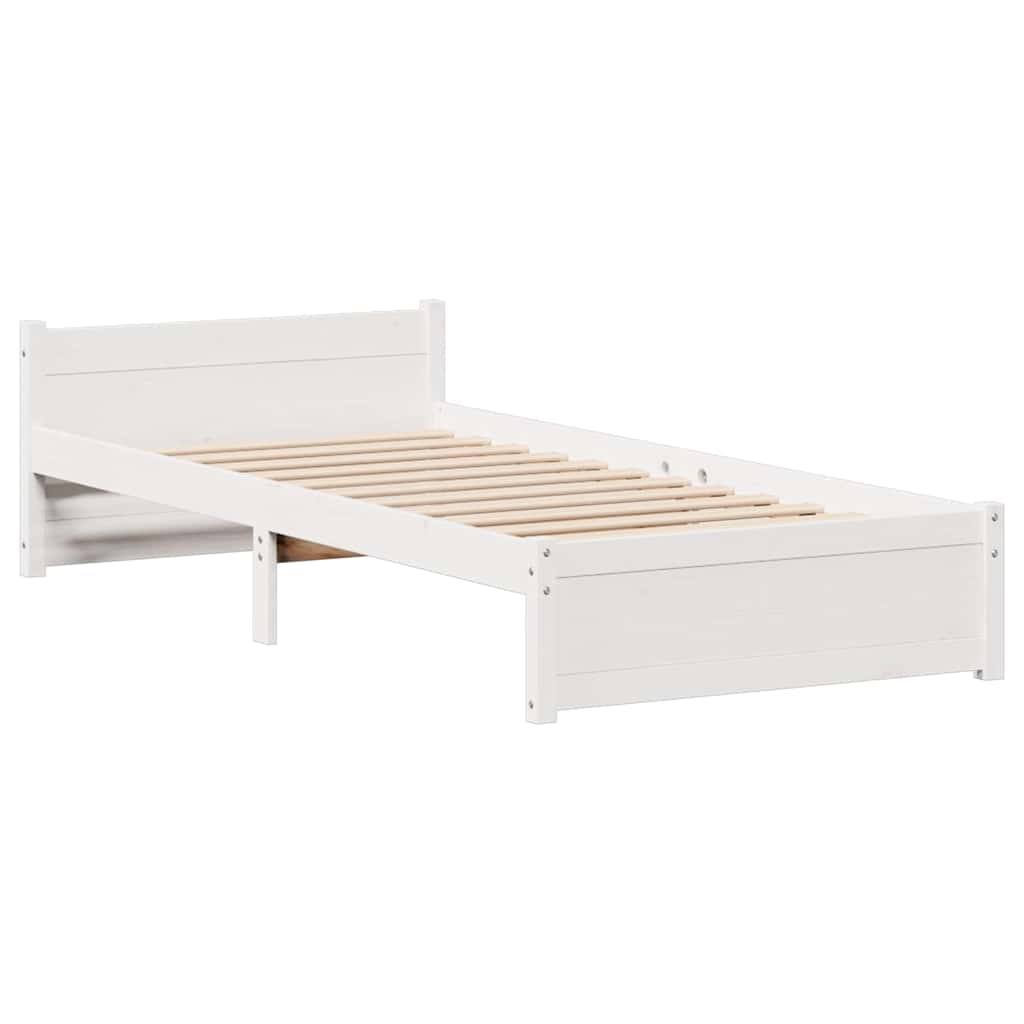 Cadre de lit sans matelas blanc 90x190 cm bois de pin massif - XIOS