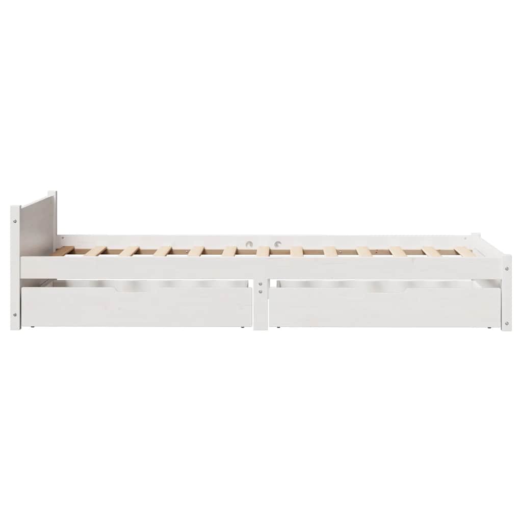 Cadre de lit sans matelas blanc 90x190 cm bois de pin massif - XIOS