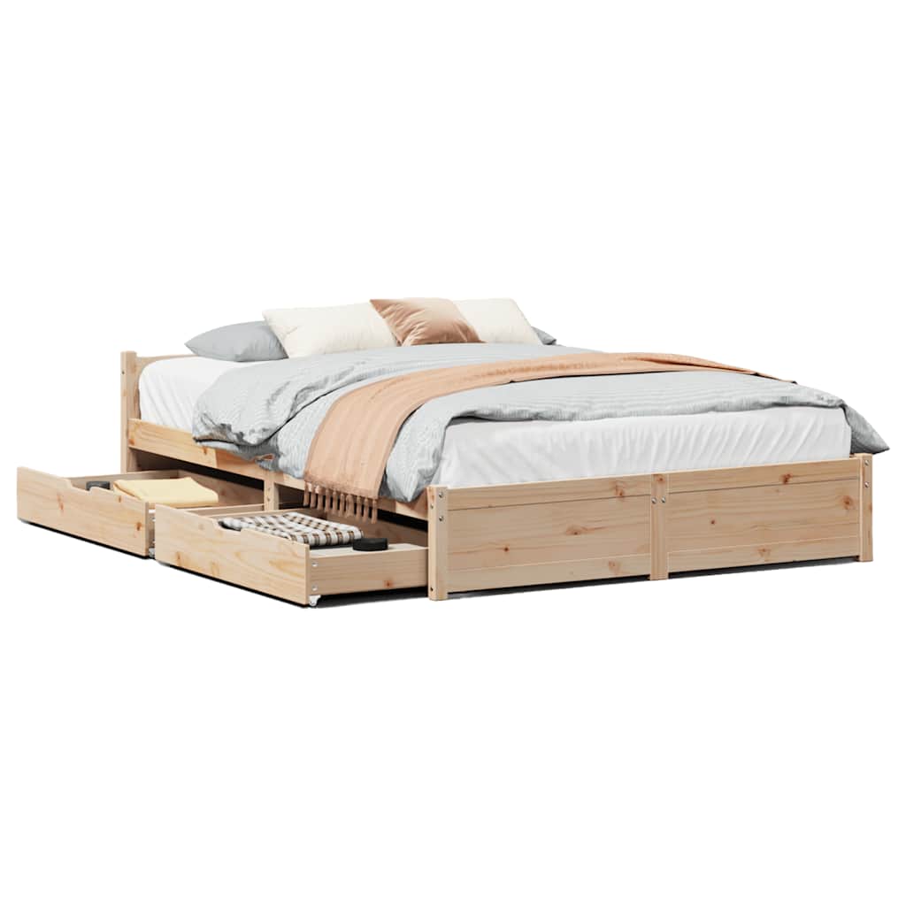 Cadre de lit sans matelas 135x190 cm bois de pin massif - XIOS