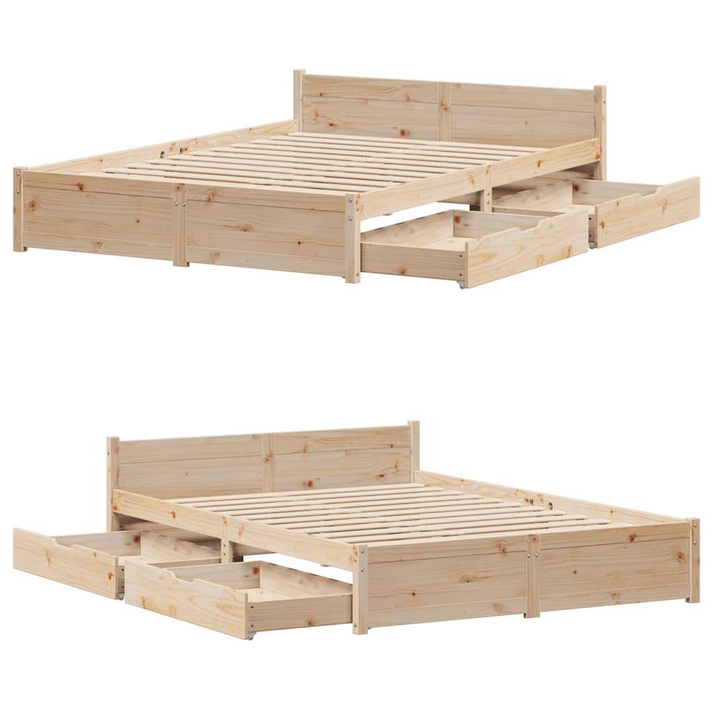 Cadre de lit sans matelas 135x190 cm bois de pin massif - XIOS